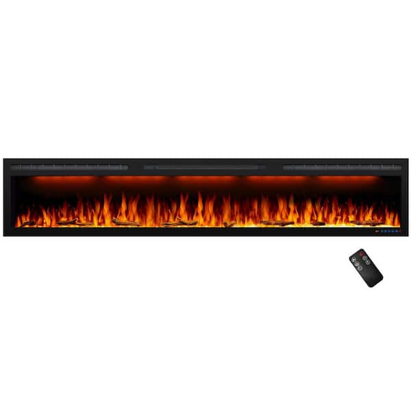 Prismaster ...keeps your home stylish 88 in. Wall Mounted Electric Fireplace Recessed Heater, Linear Fireplace Inserts with Overheating Protection