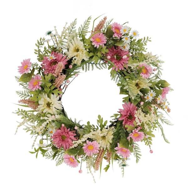  Plastic Plant Wreath Wreath Artificial Home Spring Decoration  Door Front Decor Daisies Flowers Artificial (Pink, One Size) : Home &  Kitchen