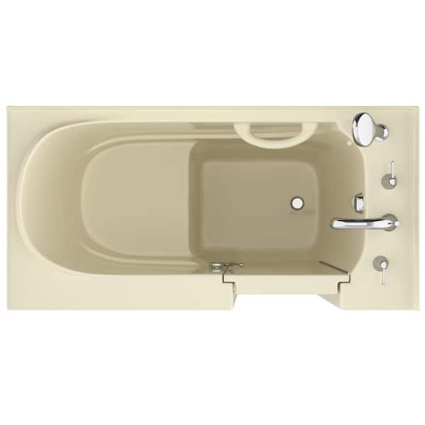 Universal Collection 26 in. L x 53 in. W Right Side Drain Soaker Bathtub in Biscuit with Fast Filling Faucet Set