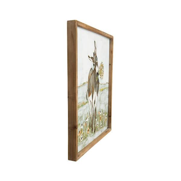 Storied Home Donkey Wall Decor in Wood Floater Frame Animal Square