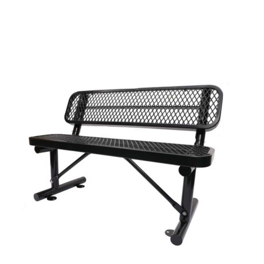 48 in. Black Outdoor Patio Metal Carbon Steel Beach Chair with Backrest