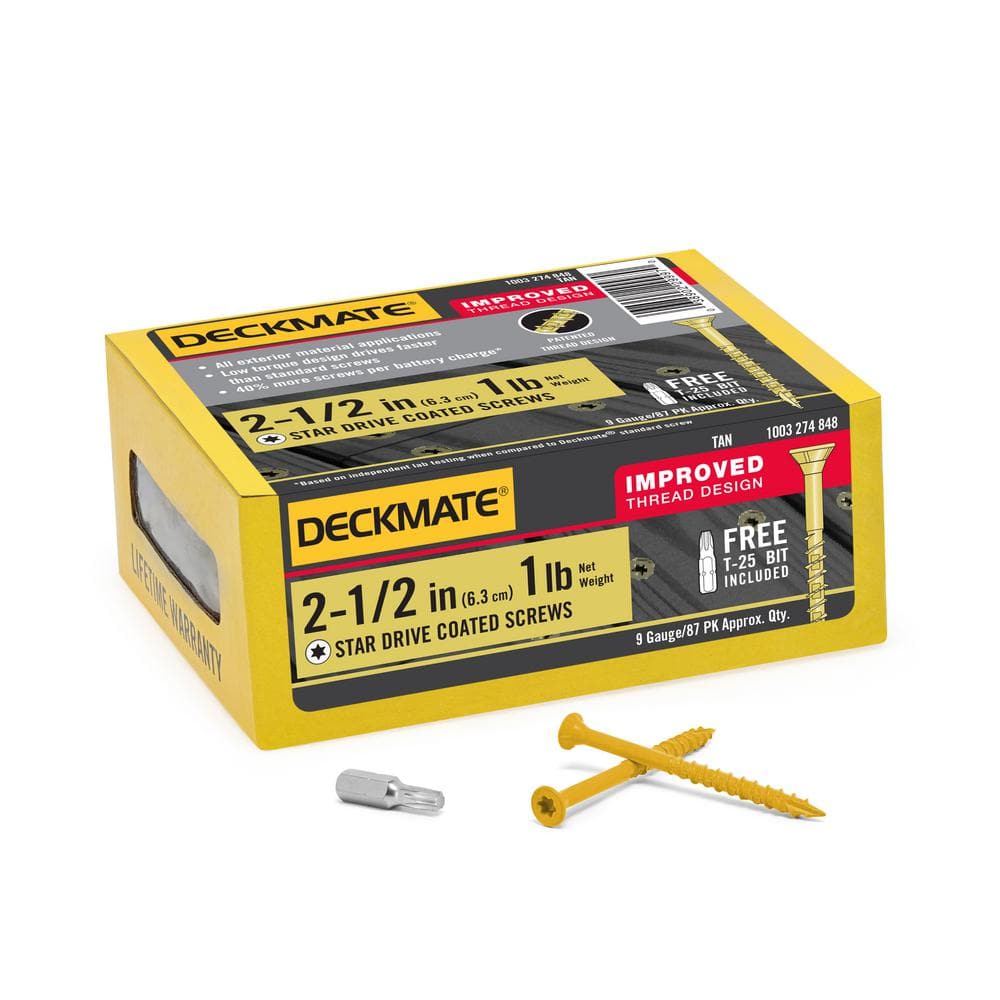 "#9 x 2-1/2 in. Tan Star Flat-Head Wood Deck Screw (1 lb. / 87-Piece)" price history on PriceWatchPro