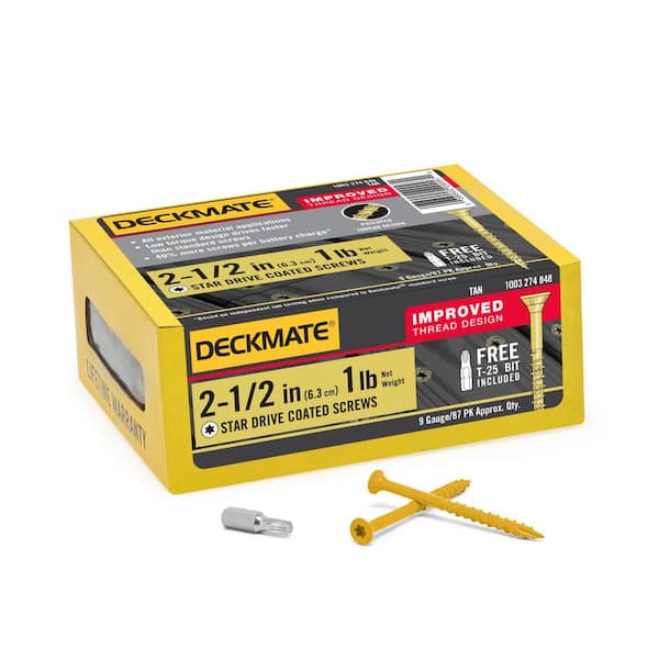 DECKMATE #9 x 2-1/2 in. Tan Star Flat-Head Wood Deck Screw 1 lb.-Box (87-Piece)