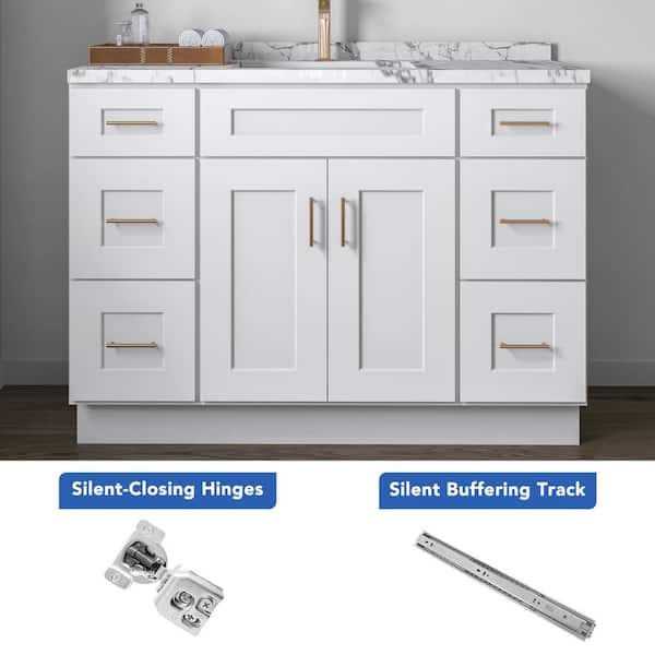 48 in. W x 21 in. D x 34.5 in. H Ready to Assemble Double Shaker Bath Vanity Combo Cabinet in Newport White