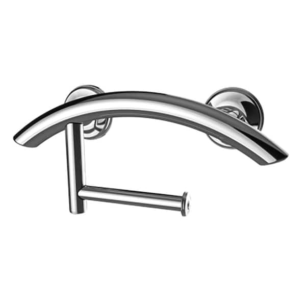 Grabcessories 15 in. 3-in-1 Grab Bar with Wall Mount Toilet Paper and Hand Towel Holder in Chrome with Grips