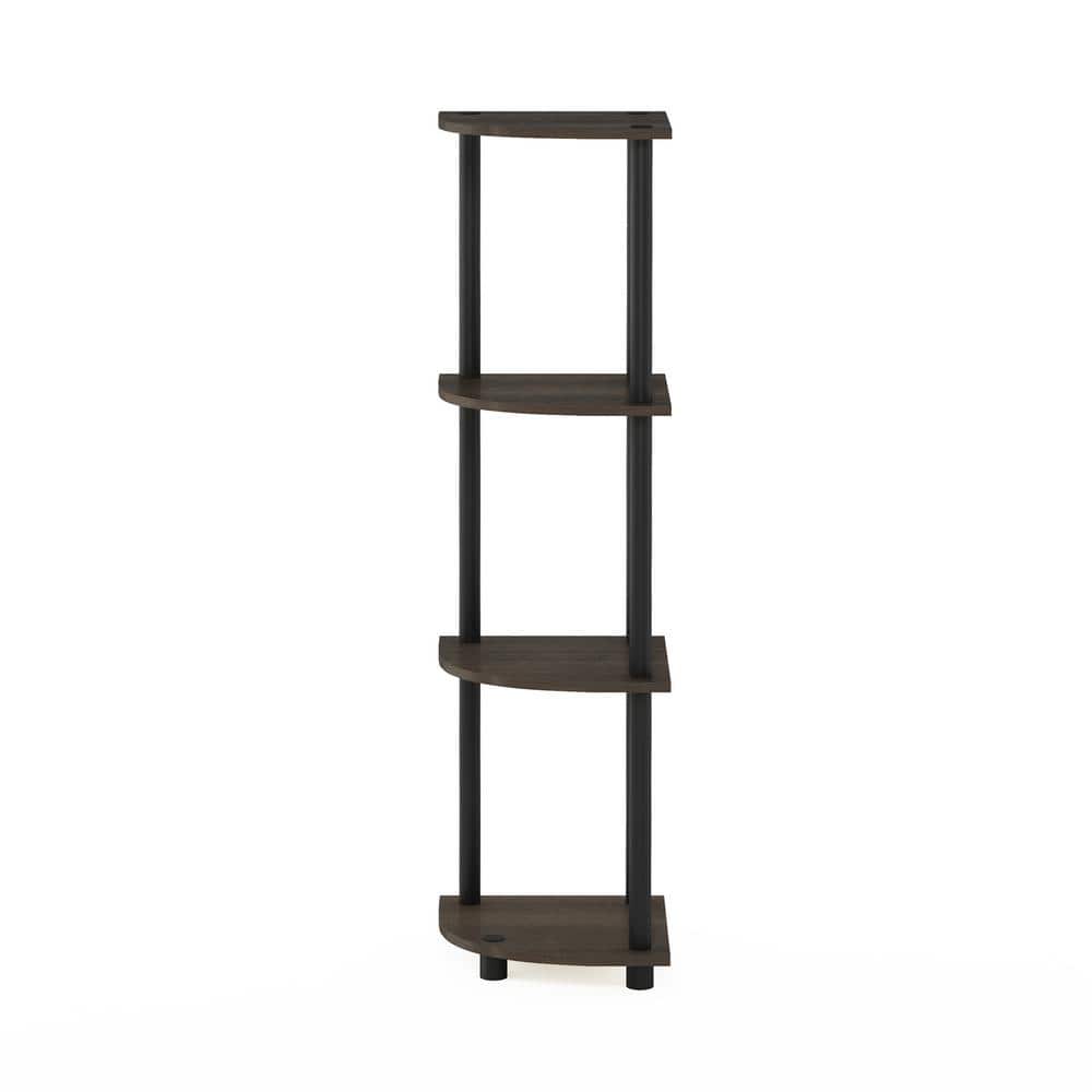 Furinno Dark Brown and Black 4-Tier Corner Shelf