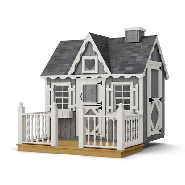 4 ft. x 6 ft. Victorian Outdoor Wood Playhouse with Floor, Deck and Rail
