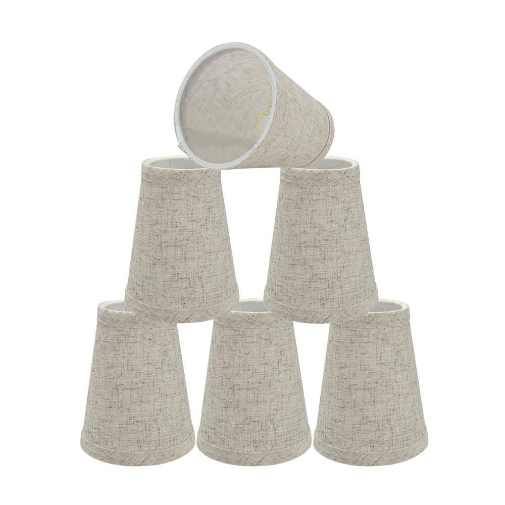 Beige Linen Empire Chandelier Clip-On Lamp Shades, Set of 6