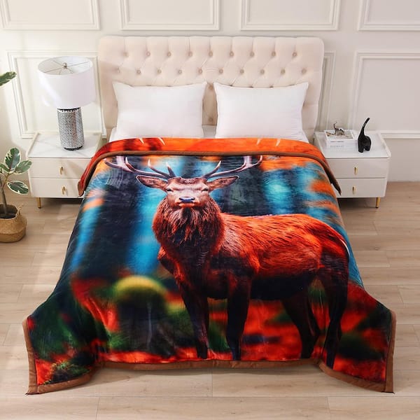 JML Deer 3-Ply Reversible Polyester Fleece Blanket for Winter 85