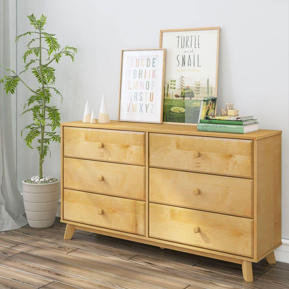Max & Lily Natural 6 Drawer 60 in. Wide Dresser 1800216000-001