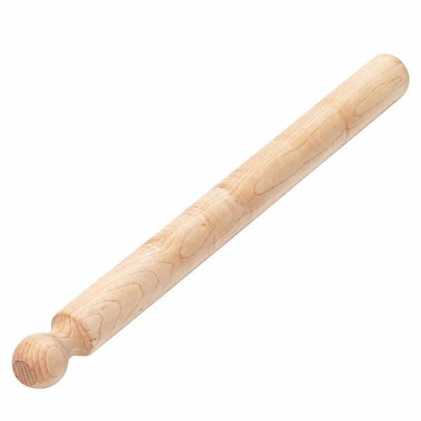 24 in. Natural Hard Maple Wood Pasta Rolling Pin 1.87 in. Dia. Italian Cylindrical Kitchen Dough Tool