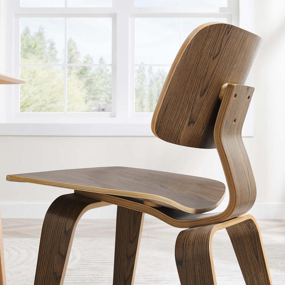 Low Profile Walnut Wood Side Chair with Natural Design