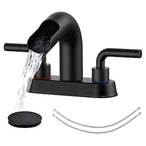 4 in. 2-Handle High Arc Bathroom Faucet with Pop-up Drain and Supply Hoses Oil Rubbed Bronze