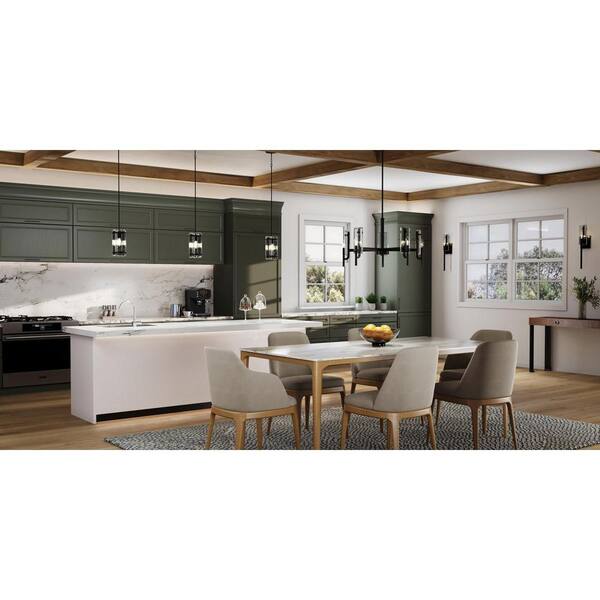 Progress Lighting Rivera 30 in. 5-Light Matte Black Luxe Industrial Chandelier with Textured Glass