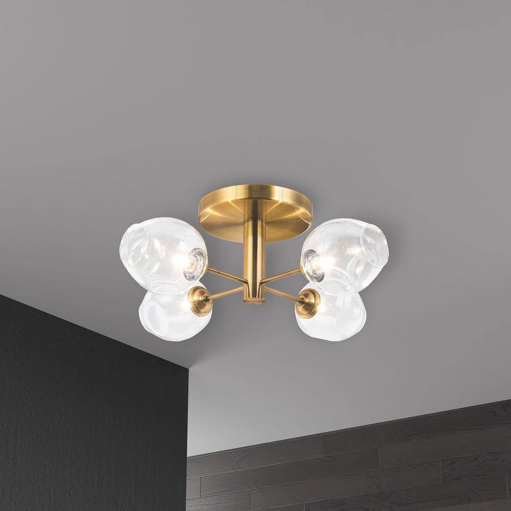Vintage Bronze 20'' Globe Ceiling Light with Champagne Glass