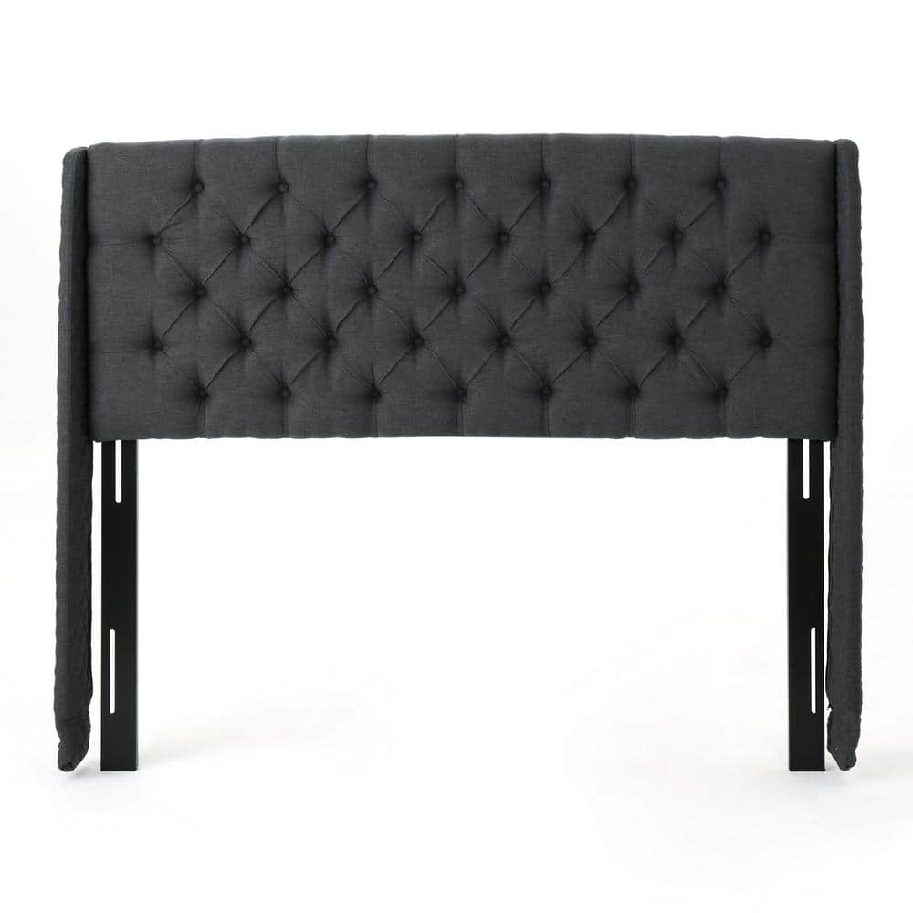 Noble House Lidia Dark Grey and Black Full/Queen Headboard 38989 The