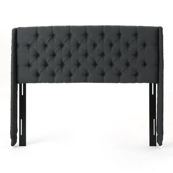 Noble House Lidia Dark Grey and Black Full/Queen Headboard