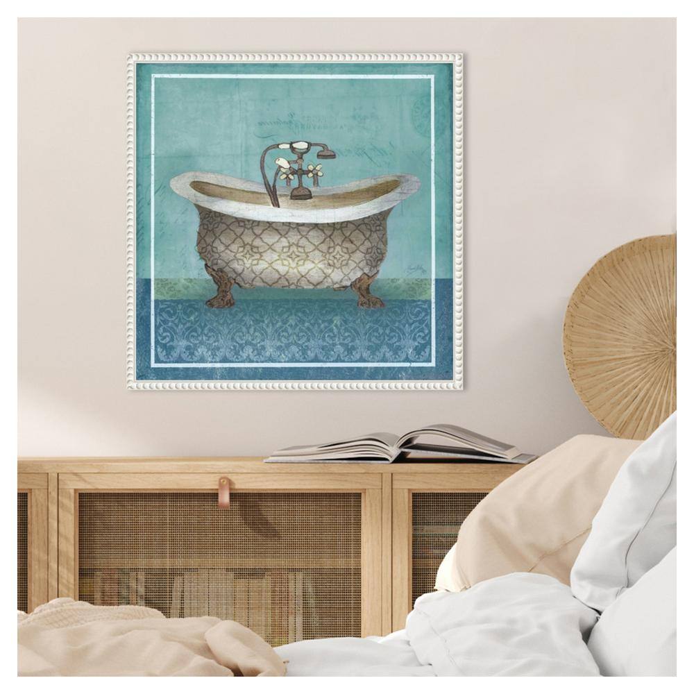 Regal Blue Bathtub Beaded Framed Canvas Wall Art