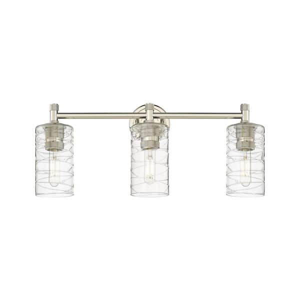 Innovations Crown Point 23.88 in. 3-Light Polished Nickel Vanity Light with Glass Shade