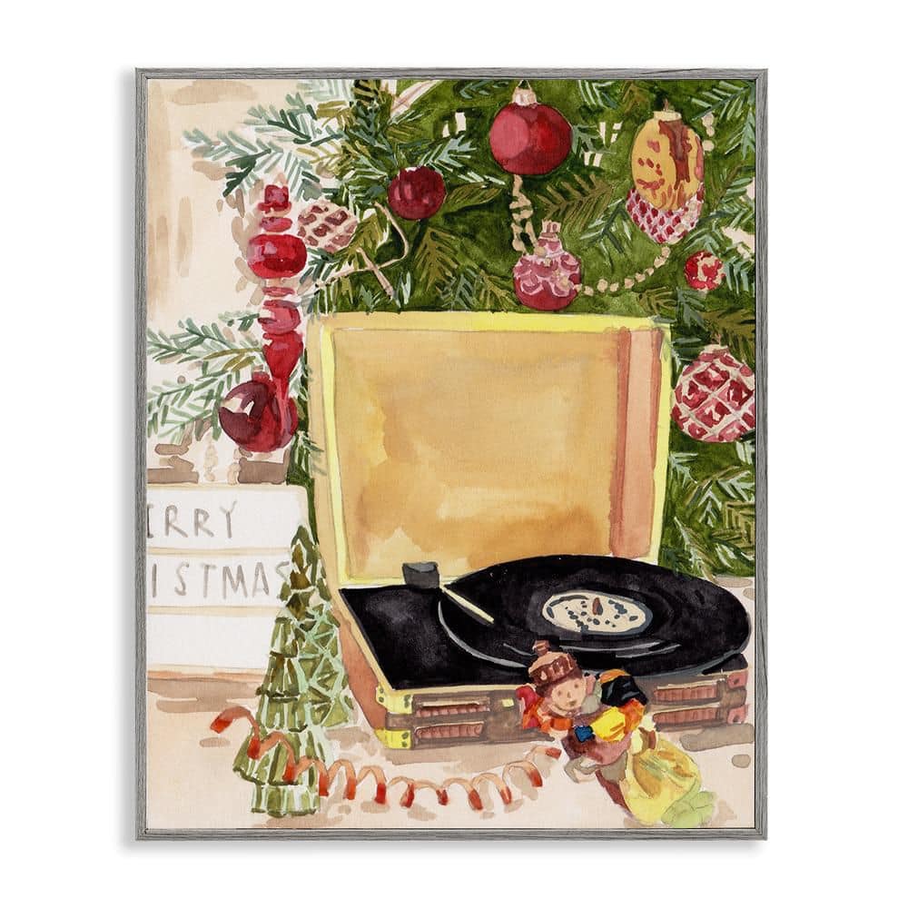 Festive Christmas Music Records by Melissa Wang 1 Piece Gray Framed Giclee Religious Art Print 20 in. x 16 in. price history on PriceWatchPro