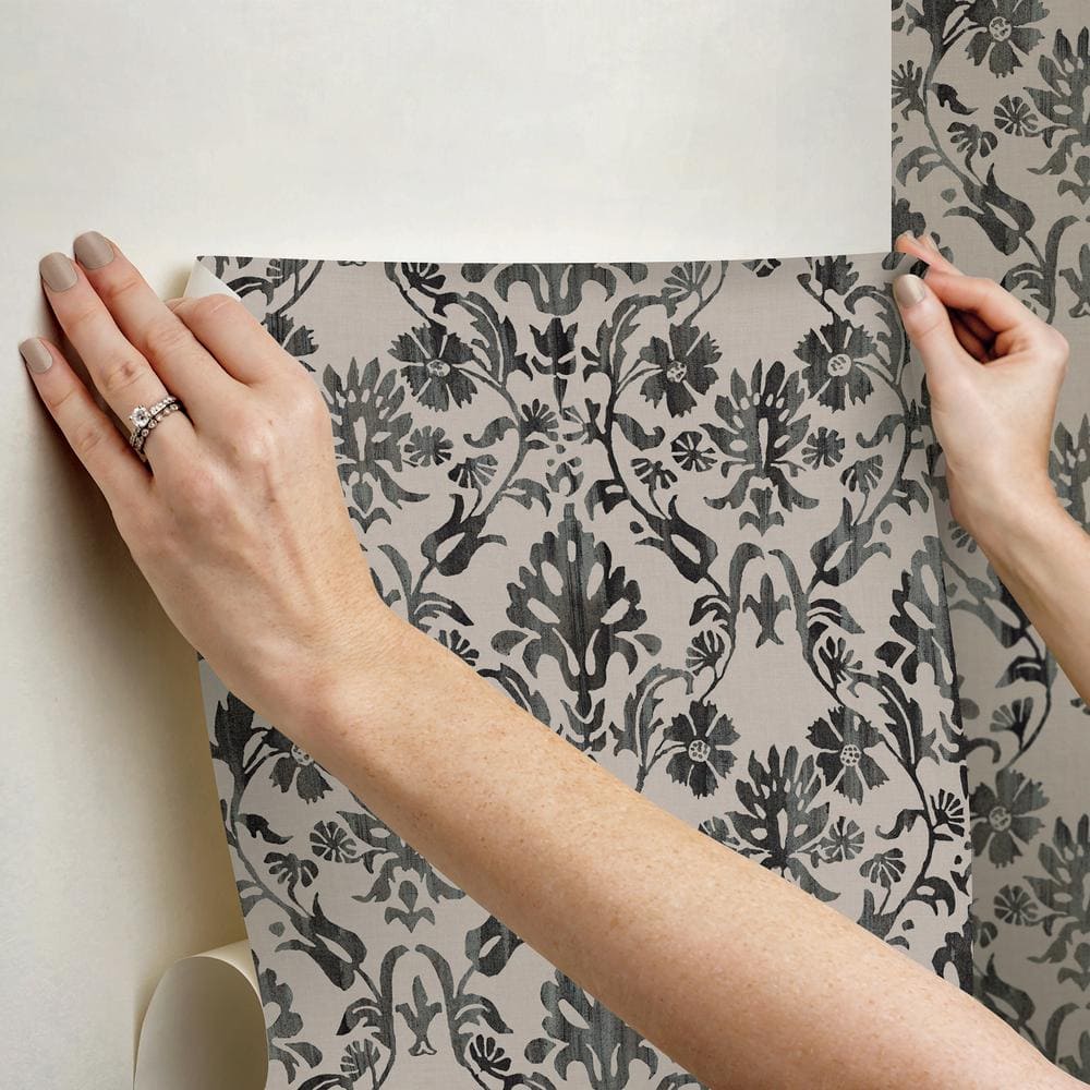 Taupe Damask Peel and Stick Vinyl Wallpaper Roll