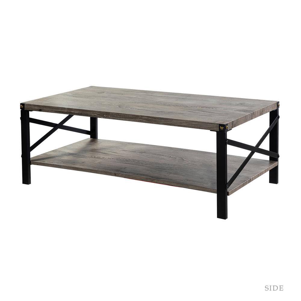 JAYDEN CREATION Rancho Pewter Coffee Table with Storage Shelf