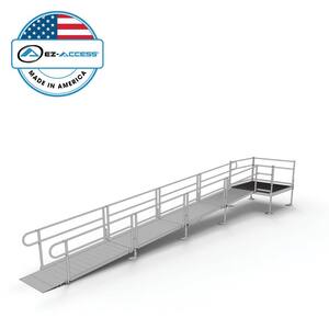 PATHWAY 24 ft. Straight Aluminum Wheelchair Ramp Kit w/Solid Surface Tread, 2-Line Handrails and 5 ft. Top Platform