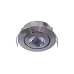 2 in. Bright White Recessed LED Swivel Puck Light, Brushed Steel