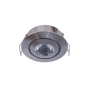 2 in. Bright White Recessed LED Swivel Puck Light, Brushed Steel