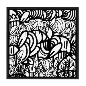 Sylvie Black or White by Arm of Casso Framed Canvas Abstract Art Print 22 in. x 22 in .