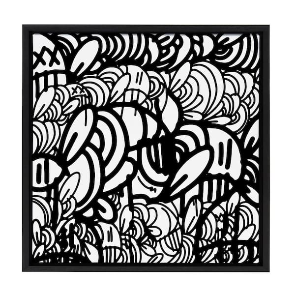 Kate and Laurel Sylvie Black or White by Arm of Casso Framed Canvas Abstract Art Print 22 in. x 22 in.