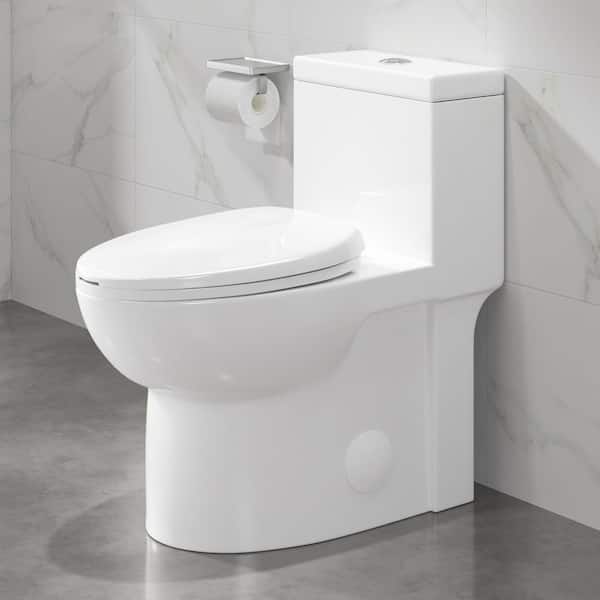 Denbigh 1-Piece 1.1/1.6 GPF Dual Flush Elongated 17.5 in. Tall ADA Chair Height Toilet in Crisp White, Seat Included