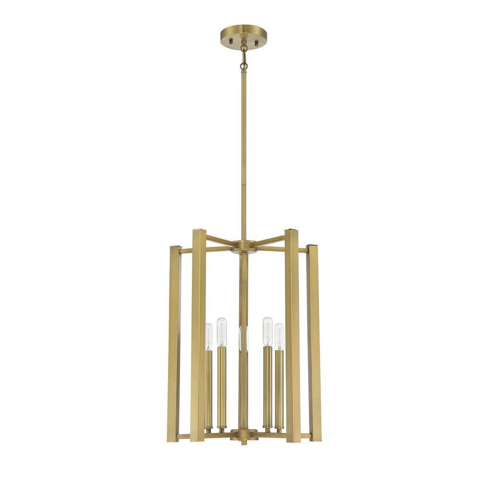 Benson Warm Brass 5-Light Lantern Pendant
