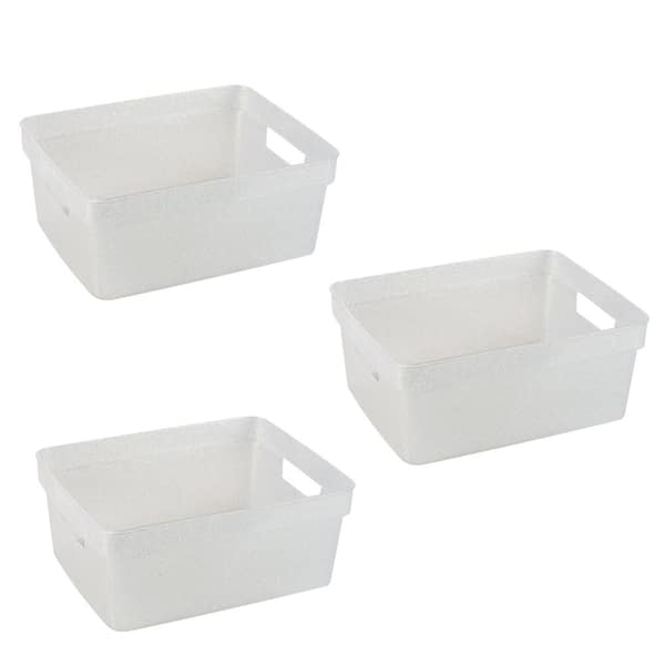 SIMPLIFY 4.13 in. H x 10.04 in. W 3 Pack Small Glitter Tote Closet Drawer Organizer in Clear