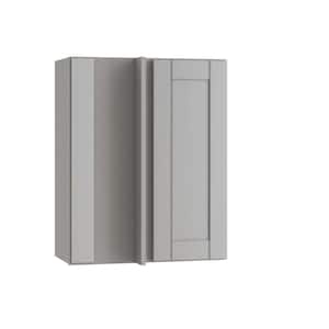 Washington Veiled Gray Plywood Shaker Assembled Blind Corner Kitchen Cabinet Soft Close Left 24 in W x 12 in D x 30 in H