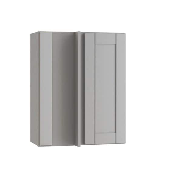 Home Decorators Collection Washington Veiled Gray Plywood Shaker Assembled Blind Corner Kitchen Cabinet Soft Close Left 24 in W x 12 in D x 42 in H