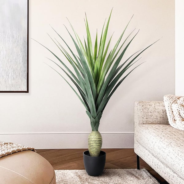 52 in. Artificial Agave Succulent Plant with Bottle Trunk in Pot