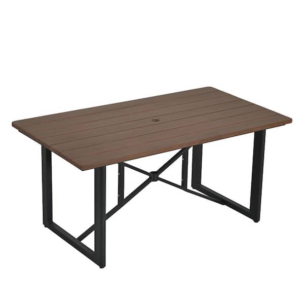 EGEIROSLIFE PureCane Acacia Wood Tabletop Outdoor Dining Table with 2 in. Umbrella Hole