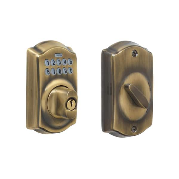 Schlage Camelot Antique Brass Keypad Electronic Door Lock Deadbolt