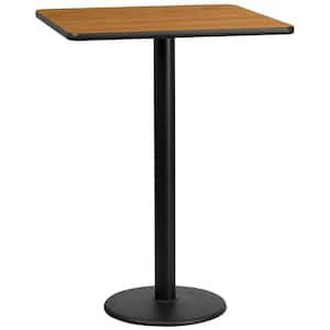 30 in. Square Black and Natural Laminate Table Top with 18 in. Round Bar Height Table Base