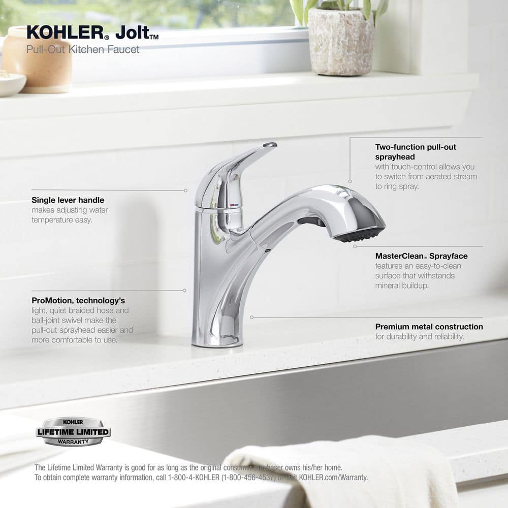 Polished Chrome Single-Handle Pull-Out Kitchen Faucet