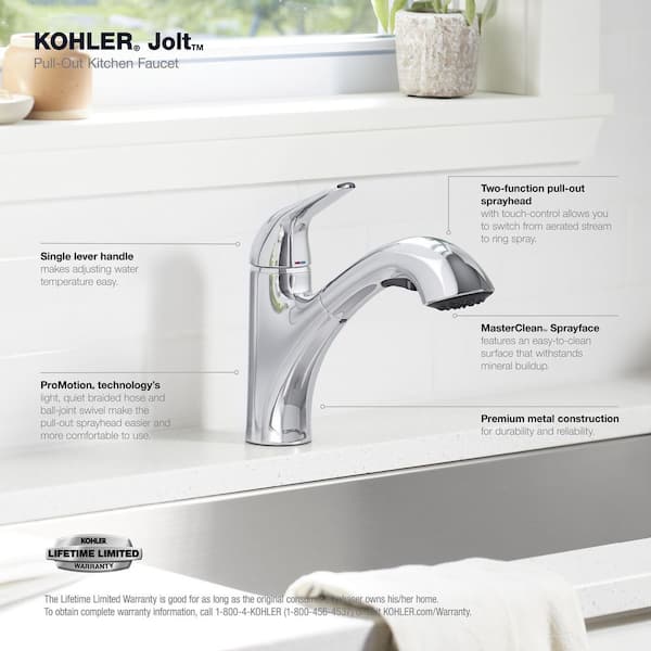 KOHLER Jolt Single Handle Standard Kitchen Faucet in Vibrant Stainless  30612-VS - The Home Depot