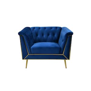 Windsor 38 in. L Flared Arm Velvet Arm Chair in Blue