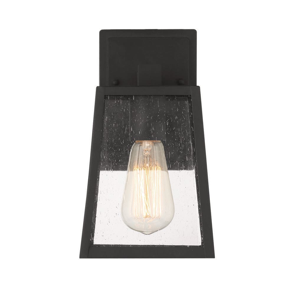 Dunn 10.13 in. Textured Black Finish Outdoor Hardwired Wall Lantern Sconce w/ Clear Seeded Glass, No Bulb Included price history on PriceWatchPro