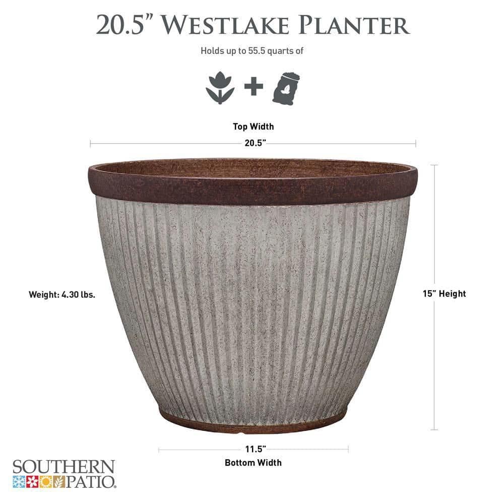 Westlake 20.5" Rustic Brown Resin Outdoor Planter