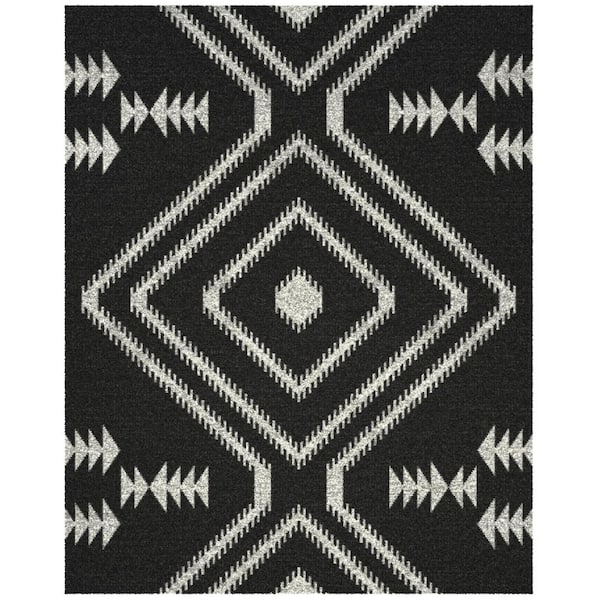 Unbranded Granada Galen Charcoal and Ivory 7 ft. 10 in. x 10 ft. 10 in. Olefin Area Rug