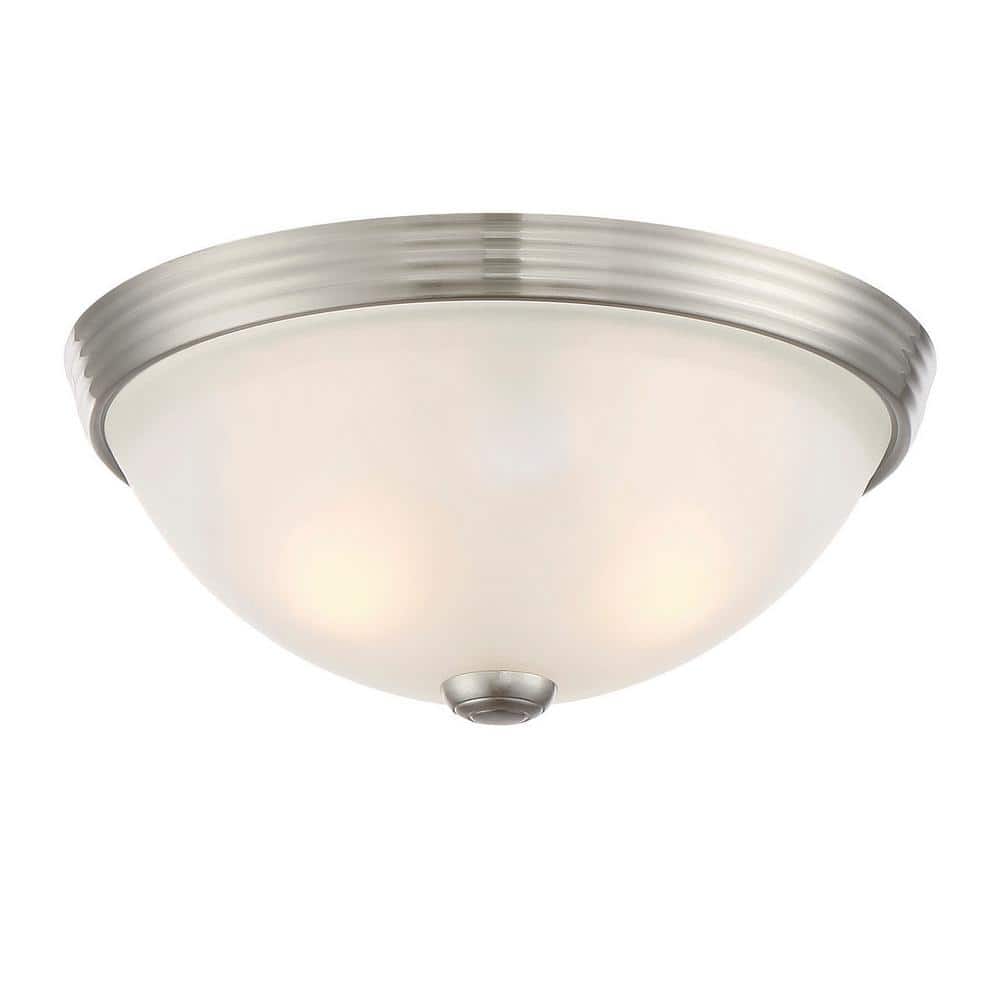 Elegant Satin Nickel 11" Dual LED/Incandescent Bowl Ceiling Flush Mount