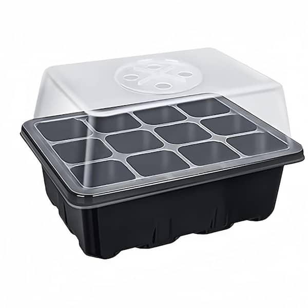 Black Plastic Seed Starter Trays with Humidity Dome and Base for Plant Propagation and Seeds Growing Starting (5-Pack)