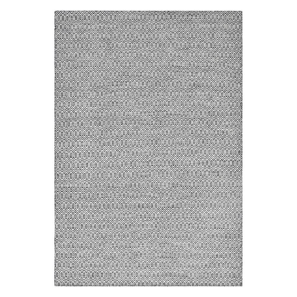 Charcoal Geometric Wool 6' x 9' Handmade Flat Woven Rug