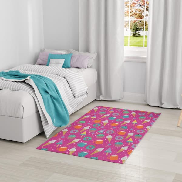 Imagination Pink Multicolor 4 ft. x 5 ft. Graphic Contemporary Area Rug